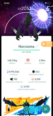 Pokemon Go Necrozma with special Background Trade - 30 day Friendship possible