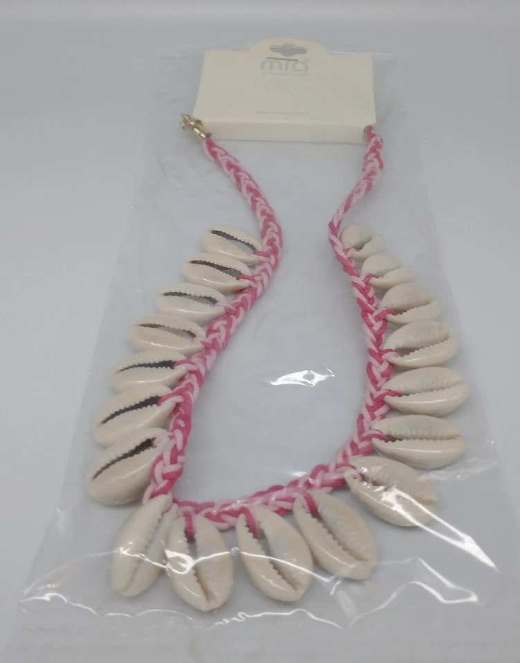 Collar Concha Colección Mia con Cordón Rosa-Playa Moda Bisutería-¡Nuevo! Foto 3 de 4