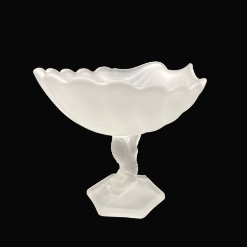 De colección Westmoreland Delfín Koi Pez Pedestal Concha Compota Cuenco Vidrio Satinado - Imagen 4 de 17