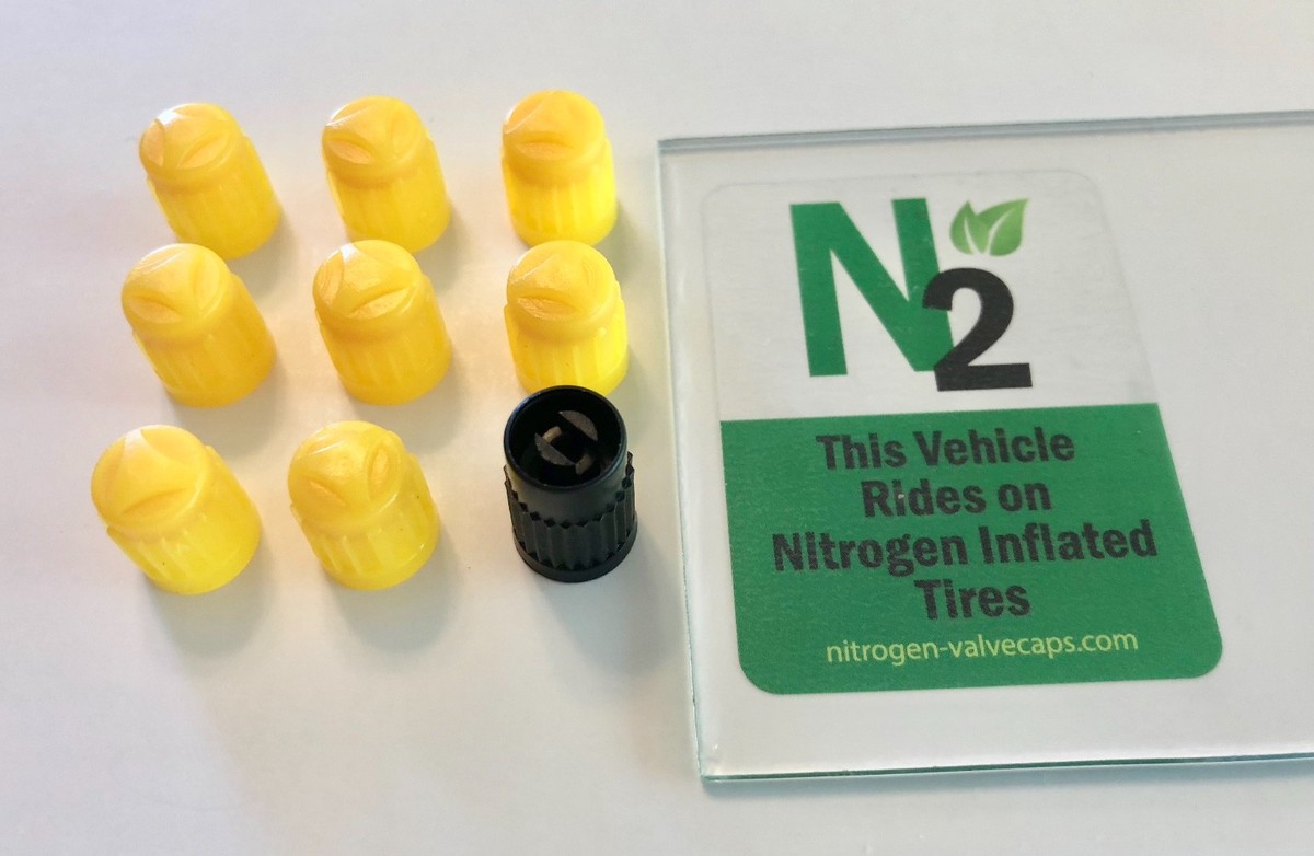 Race Ready Nitrogen Tire Window Decals – 6 Clings + Valve Caps (Nitrogen Inflated)