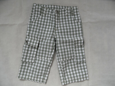 STEIFF Beautiful Lightweight Plaid 3/4 Pants Skater Pants Olive White Size 104 NEW ST420