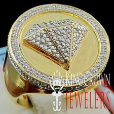 Mens Yellow Gold Finish Diamond Shape Fashion Designer Pinky Ring 0.40 Ct