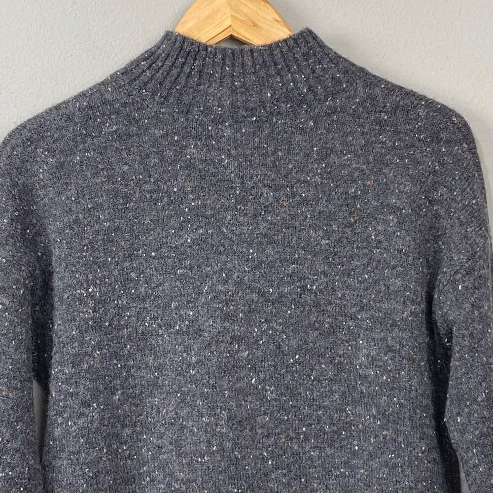 Well Worn Gray Speckled Mock Neck Sweater Cozy Winter Knit Pullover Size S