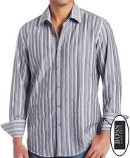 NWT Hugo Boss Black Label By Hugo Boss Regular Fit Striped Sport Shirt