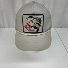 Vintage Embroidered Fishing Hat The Reel Man Grey SnapBack Corded Taiwan 