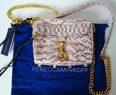 Rebecca Minkoff Mini MAC Snake Embossed Pink Leather Crossbody