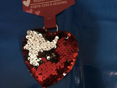 Heart FLIP SEQUIN Valentines s Day Key Chain 