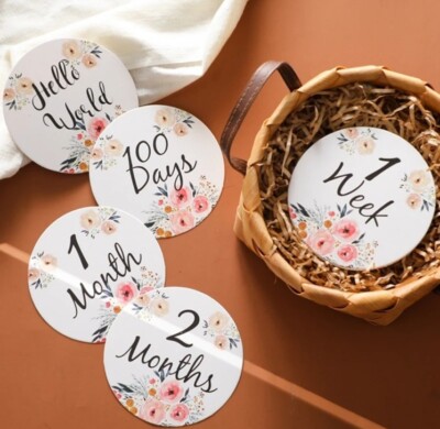 Schöne BabyShower Baby Geschenk Meilenstein PAPIER Monatskarten Neugeborene
