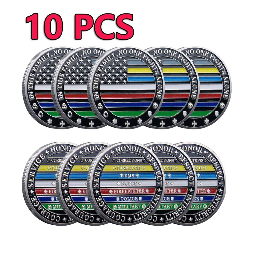 Moneda Desafío 10 Piezas Policía/Bombero/Despachador/Corrección Todas las Vidas Importan