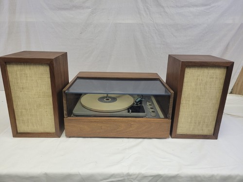 Garrard AT6 KLH model 15 Turntable & cover and model 15 speakers for Restoration