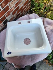 Bar sink - White, 2 hole drop in -white fiberglass high gloss self rimming NEW 