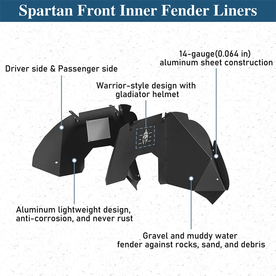 Hooke Road Front & Rear Aluminum Inner Fender Liner fit 20-25 Jeep Gladiator JT Foto 3 de 4