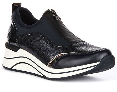 Remonte Leather Slip On Wedge Womens Sneaker In Blue US 6 - 10