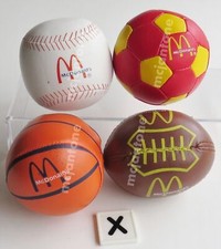 LOOSE SET 4 McDonald's 1991 SPORTSBALL Small PLUSH Stuffed SPORTS Ball Sport Toy