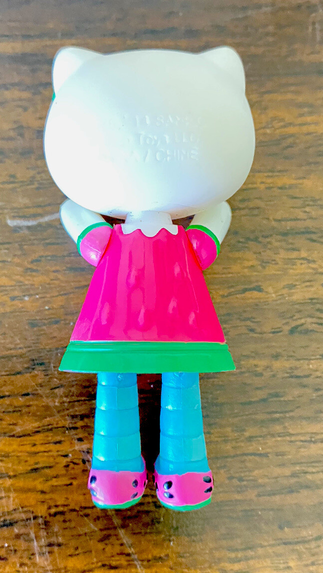 Vintage Sanrio Hello Kitty 3" Toy wearing Cute Summer Watermelon Dress
