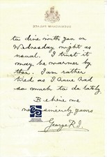 AN ATTACTIVE AUTOGRAPH LETTER SIGNED OF KING GEORGE V  ~  1925 BUCKINGHAM PALACE