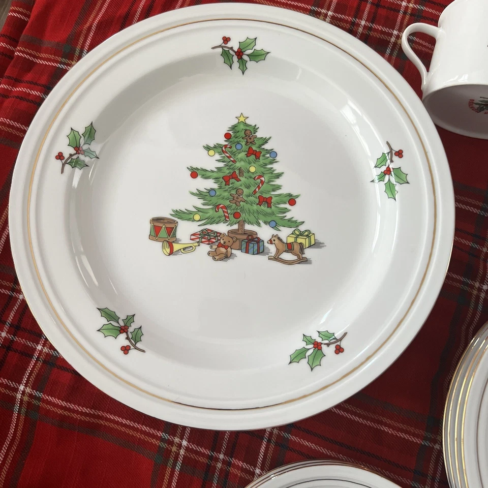 Juego de vajilla de árbol de Navidad Holiday Hostess 1992 con galletas para plato de Santa Foto 3 de 4