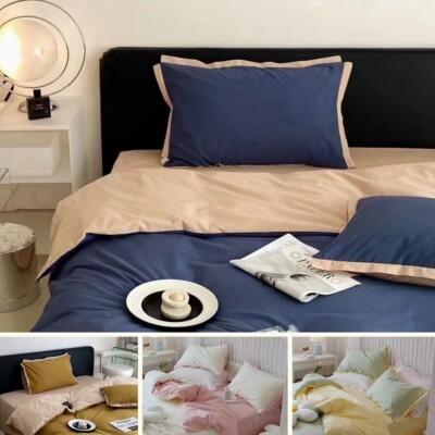 Comforter DuvetQuilt Cover 4 PCS Bedding Set Double Size cotton Luxury soft muji