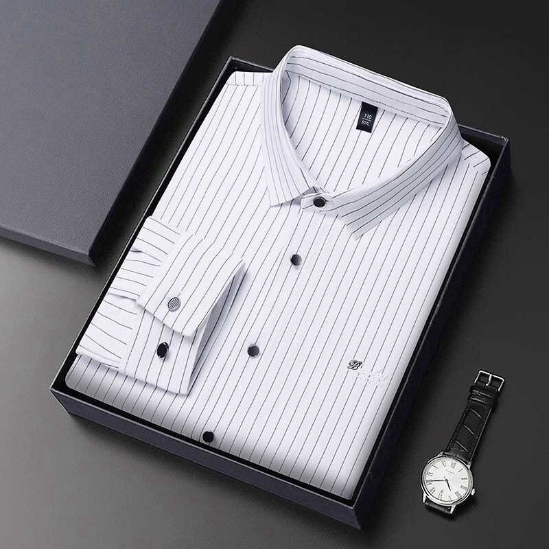 Camicie Uomo Bottoni Manica Lunga Fila Camicia Gratis Regular Business Fit Uomo