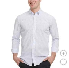 Chaps Regular Fit Button-Down Dress Shirt, Blue, Men's Medium 15-15.5 34/35 316