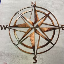 Nautical Compass Rose - Metal Wall Art - Copper and Bronzed Plated 36" x 36"
