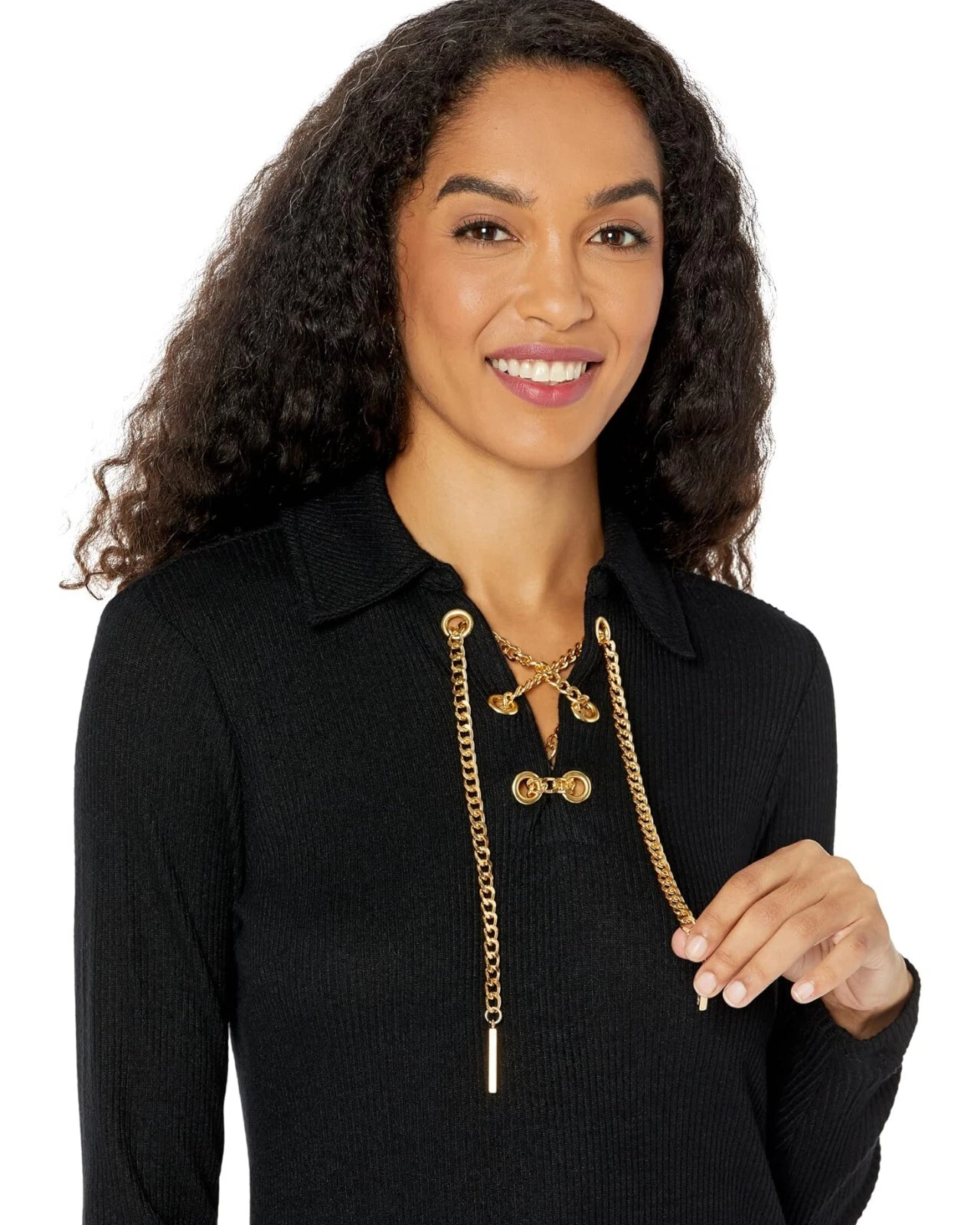 Abito donna Michael Kors con lacci a catena nero taglia P S B 