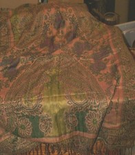 GREEN/PINK Paisley Women's Scarf Fringe 28"x80" Shawl 100 Rayon MADE IN INDIA