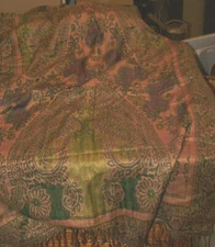 GREEN/PINK Paisley Women's Scarf Fringe 28"x80" Shawl 100% Rayon MADE IN INDIA