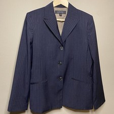 Kasper Gray Pinstripe Jacket Blazer Women Size 14 Lined 3 Button Office Church