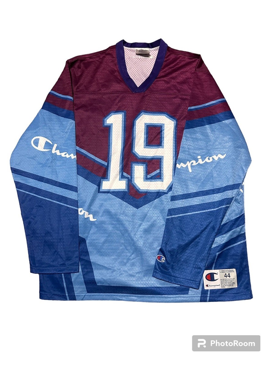 Champion Hockey Jersey Mens Large 19 Purple & Blue #19 Pullover 