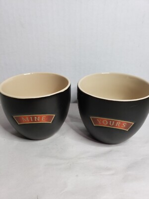 Bailey's Irish Creme Ceramic Cups 8oz 2pc set  Mine and Yours Black Tan 