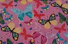 1 Yard Butterfly Print On Pink 100 Cotton Flannel Fabric BTY Butterflies