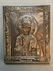 RUSSIAN 84 SILVER ORTHODOX ICON ''NIKOLAI THE WONDERWORKER