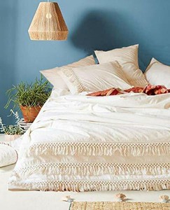 Flber White Cotton Tassel Duvet Cover Twin, 90”Lx68“W (TwinWhite)  eBay