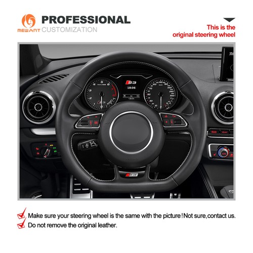 MEWANT DIY Mesh Alcantara Kohlefaser Lenkradbezug für Audi S1 S3 S4 S5 S6 SQ5 - Picture 2 of 9