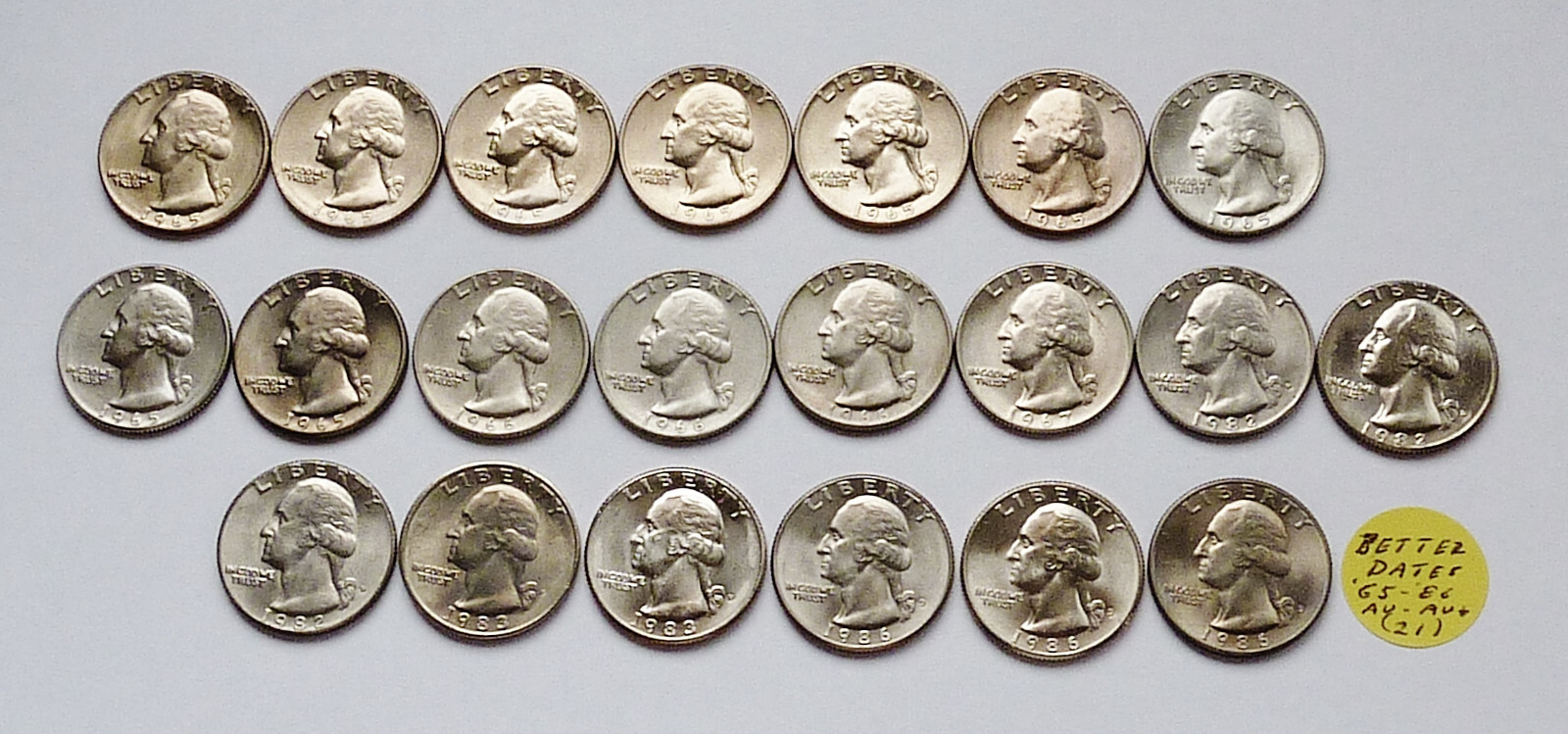 21 MIXED DATE 1965 1986D WASHINGTON QUARTER A UNCIRC A UNCIRC PLUS PLUS eBay