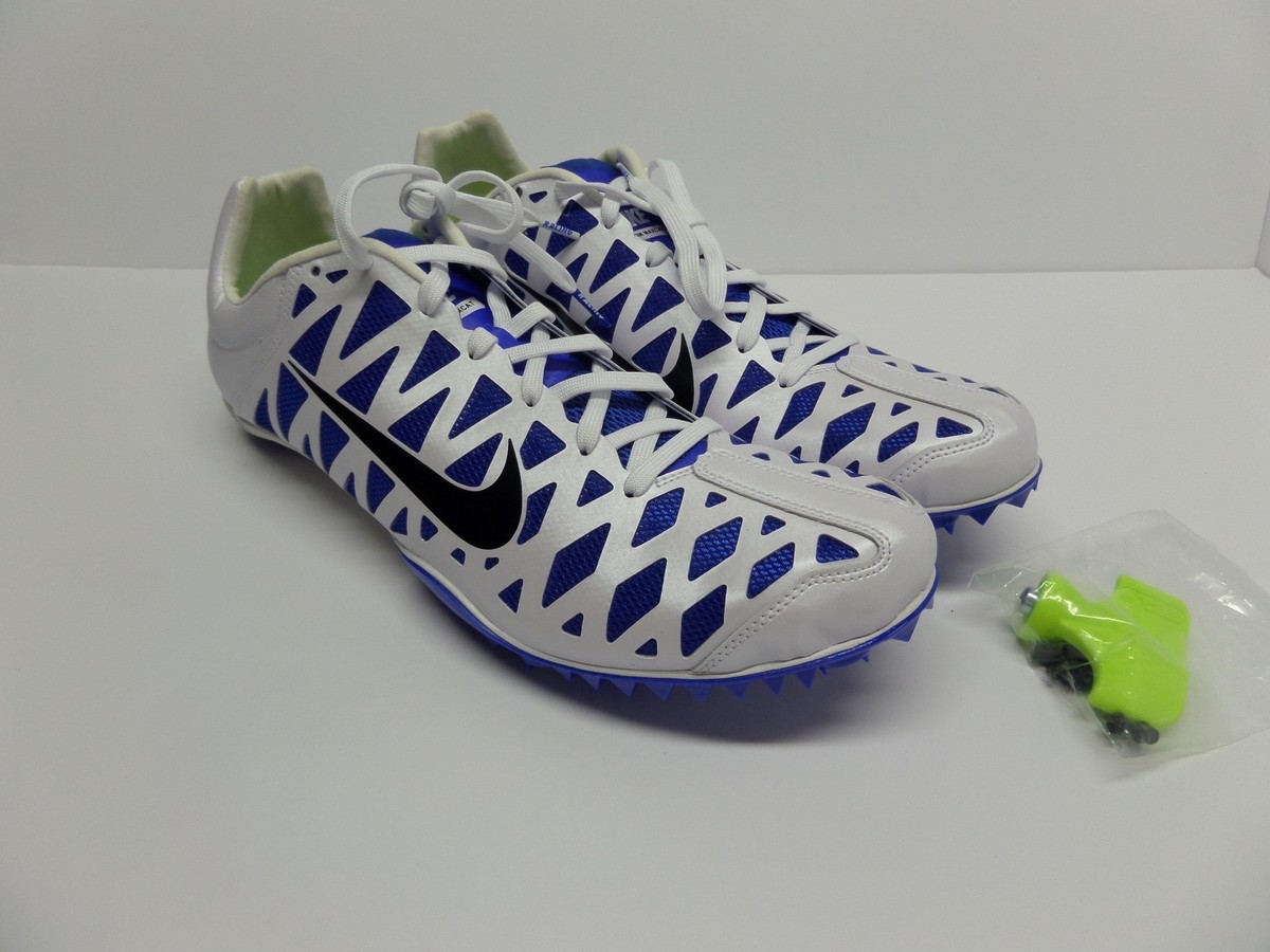 Nike Zoom Maxcat 4 Track Field Spikes Sprint Running Men Sz 15 White Black Blue NEW Nike Zoom Maxcat 4 White / Black / Blue w/Spikes Unisex  main image 3