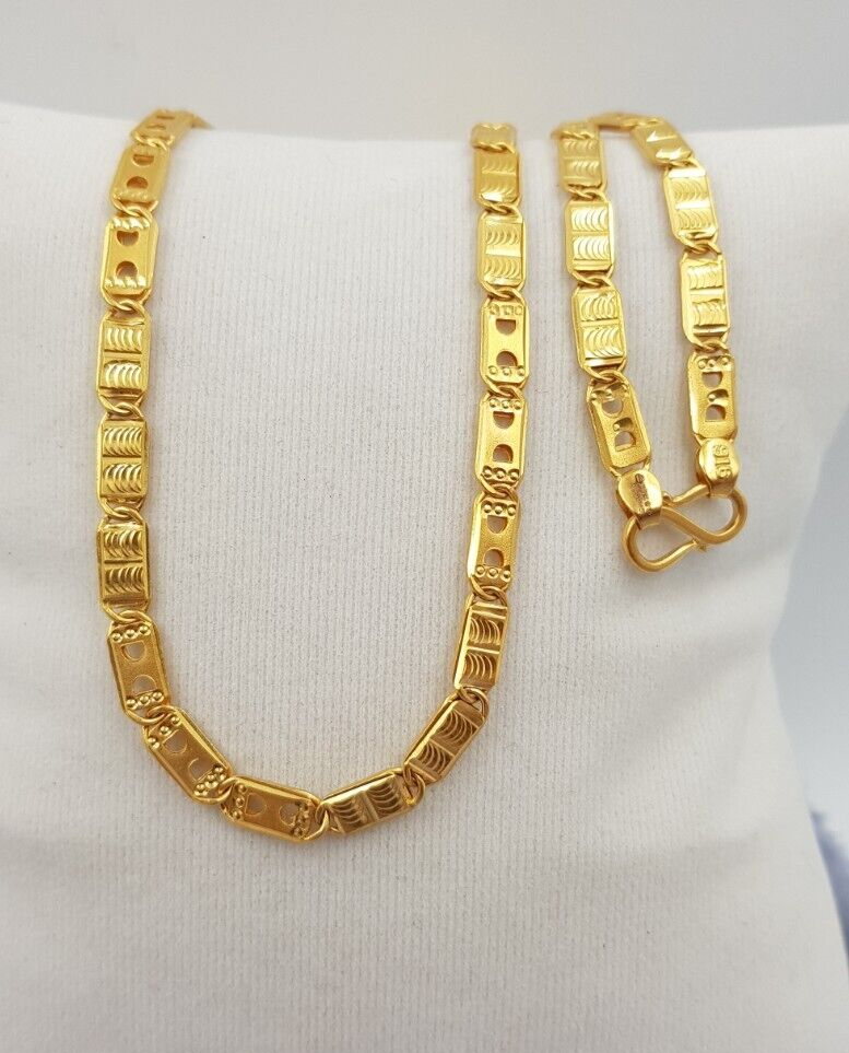 Amazing 22K Gold Chain Men Deputy Link Plain Real Gold Men Chain