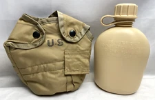 US Military Style Canteen Cover w/ ALICE Clips & USGI 1QT CANTEEN DESERT TAN NEW