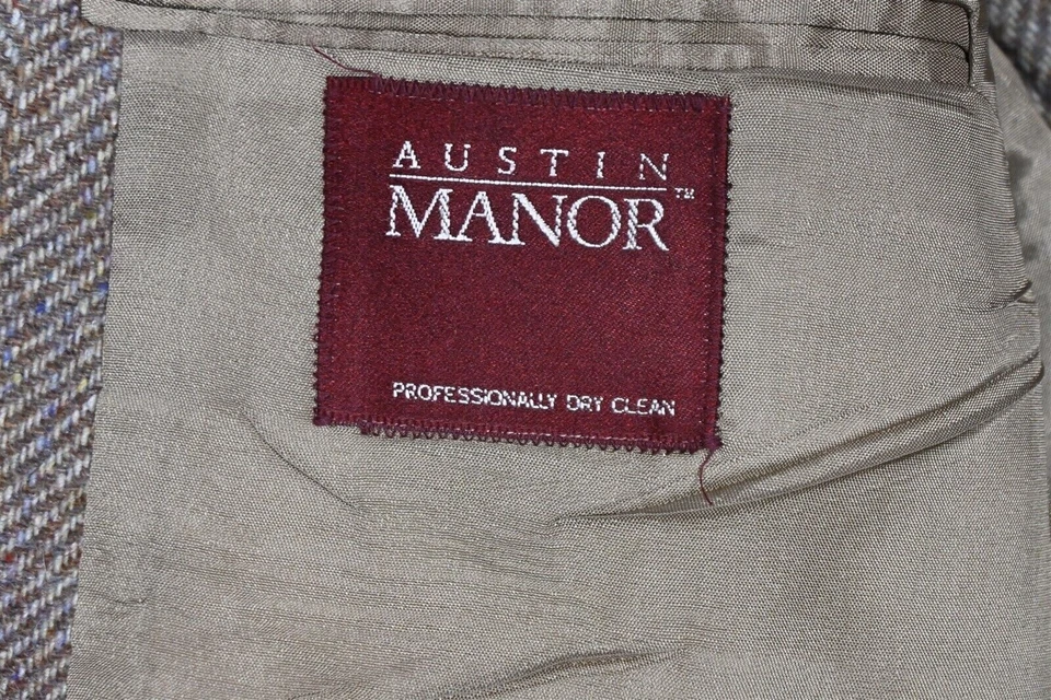 Chaqueta Blazer Abrigo Deportivo De Colección Austin Manor 46L Marrón Espiga Tweed Lana Foto 4 de 4