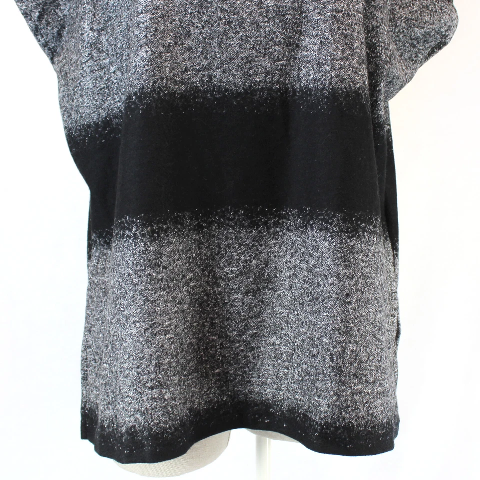 Poncho Suéter Bryn Walker Lagenlook Capucha Lana Blnd Blanco y Negro Ombre XL se adapta a 1X Foto 4 de 4