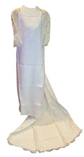 VTG 60's Wedding Gown Sheath Floor Length Wedding Gown Train Handmade Small
