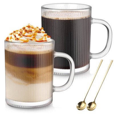 Anhow Glas Kaffeetassen 2er Set, 350ml 2 Stück - 12 Unzen, 350ml/12oz - 2 Stück 