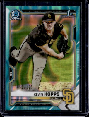 2021 Bowman Draft Kevin Kopps Chrome Aqua Lava Refractor 1st #50/199