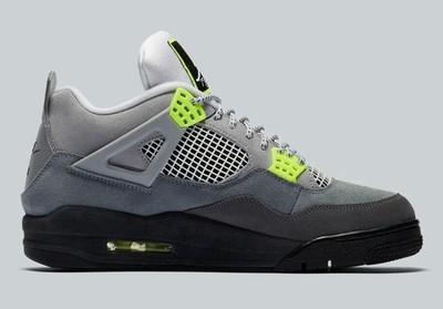 Nike Jordan 4 Men Grey Neon Green Basketball Shoes Retro Sneakers