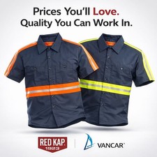 Red Kap Men's Enhanced Visibility Industrial Short Sleeve Work Shirt, Navy