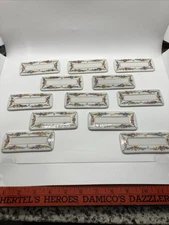 12 Vintage DRESDEN Saxony Porcelain Table Name  Plates Floral