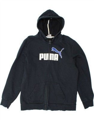 Puma Herren Graphic Zip Hoodie Pullover Large Navy Blau Baumwolle BY14