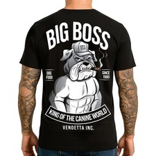 Vendetta Inc. Herren Shirt Big Boss Schwarz Bulldogge Print S–5XL kurzarm TShirt