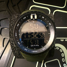 Activa Digital Quartz Compass Sports Watch Green/Black Plastic Case Rubber
